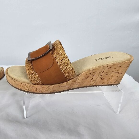 Vaneli Wedge Shoes Women's 10 M Cattee Tan Straw NIB - Picture 8 of 16